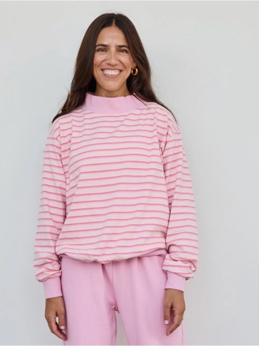 PARKE it’s a girl Striped Pink Mock Neck Sweater